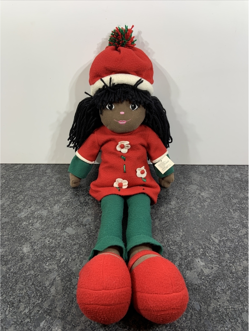 Vintage DanDee African American 35" Christmas Holiday Caroler Plush Stuffed Doll